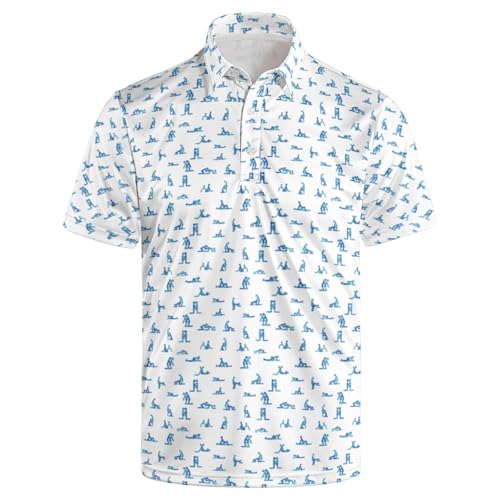 Funny Golf Shirts for Men,Lightweight Casual Hawaiian Shirts,Moisture-Wicking Short Sleeve Collared Shirt