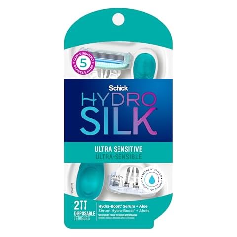 Schick Hydro Silk Sensitive Womens Disposable Razors, 3 ct, 5-Blade Disposable Razors for Women Sensitive Skin, Travel Razor for Women Cover