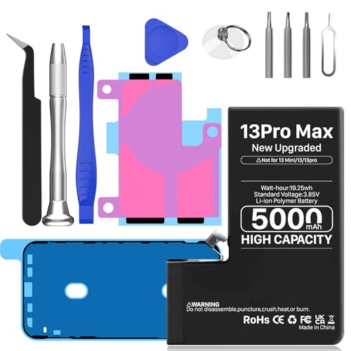 Wavypo [5000mAh] Batterie pour iPhone 13 Pro Max, Haute Capacité Batterie de Remplacement pour modèle A2643 A2484 A2641 A2644 A2645 avec kit d'outils de Remplacement Complet