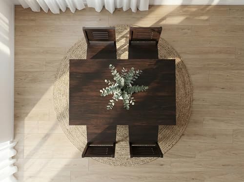 Image of RECTART Solid Wood Dining Table Set with Chairs for Living Room Home | Wooden Dining Room Sets Furniture for Hotels and Restaurants | (Arbun-Top-W, 4 Seater)