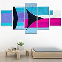 SIGNWIN 5 Panel Canvas Wall Art Modern Art Abstract Closeup Geometric Lights Mixed Media Modern Multicolor for Home Decorations Ready to Hang - 60