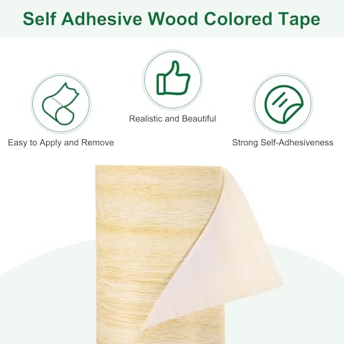 Image of M METERXITY 2-Roll Wood Grain Repair Tape, 2.24in x 15ft Textured Realistic Self-Adhesive Wood Floor Tape Contact Paper for Furniture /Floors /Home [Light Yellow Oak]