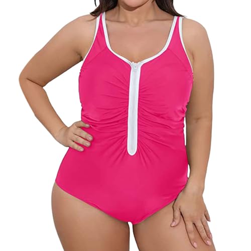 Maillot de bain pour femme froncé rose idéal pour la plage et piscine L