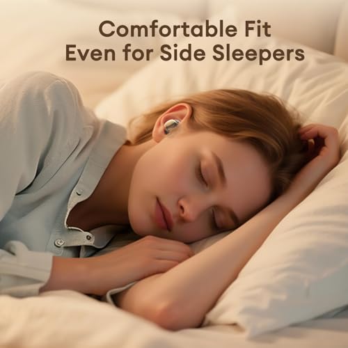 Image of PAXA Invisible Sleep Earbuds for Side Sleepers, Small Earbuds | Bluetooth 6.0 Sleep Headphones with Soft Silicone Tips, Mini Earbuds for Sleeping, Snoring Noise Isolation, S13 Beige