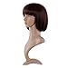 MapofBeauty 12 Inch/30cm Fashion Lady Short Straight Flat Bangs Bob Wig (Dark Brown)