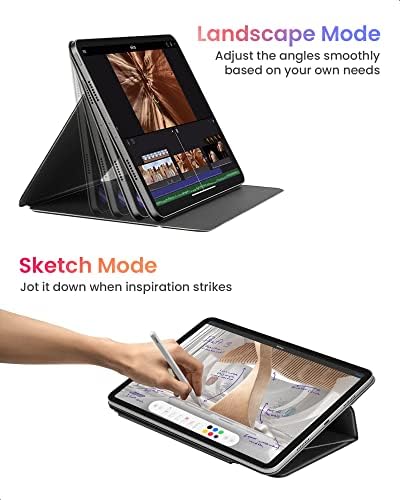 tomtoc Smart Folio Vertical Case for 11-inch iPad Pro 4th/3rd Gen M2&M1 2022-2018, 10.9-inch iPad Air 3-Layer, Separable, Slim Protective Magnetic Stand Cove 3 Using Modes, Pencil Protective Flap