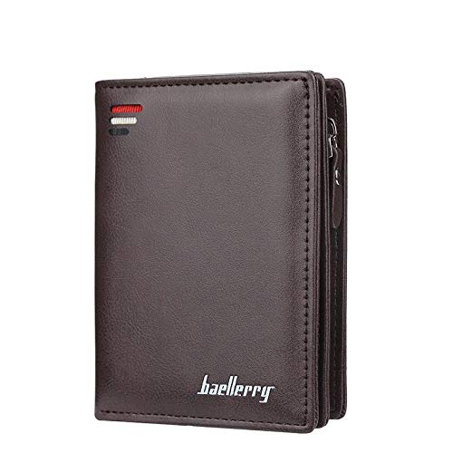 Carteira Vertical - Couro PU Premium Legítimo, Forro Interno de Poliéster, Design Discreto - Fechamento com Zíper, Alta Durabilidade, Ecologicamente Correto - Marrom - BAELLERRY