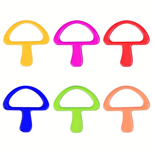 Image of ZHENZHIZHE US 10.75 Colorful Ring Stitch Markers, 60 pcs Cute Mushroom Shaped Magnetic Steel Ring Fixed Markers for Knitting and Crocheting