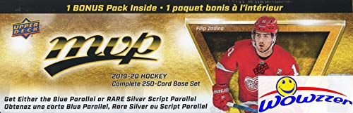 2019/20 Upper Deck MVP NHL Hockey EXCLUSIVE MASSIVE Factory Sealed Complete 255 Card FACTORY SET with Special Bonus Pack! Every Card is Blue Parallel! Look for Rare Silver Script Version! WOWZZER!