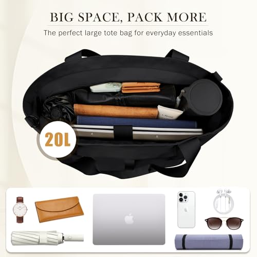 Tote Bag for Women, Lightweight Foldable Tote Bag Zipper Shoulder Case Large Top Handle Handbag for Travel Work Gym2