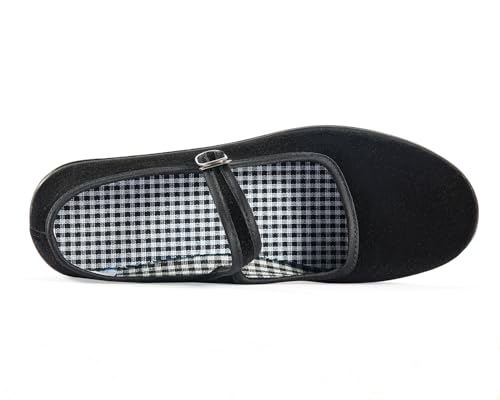 missfiona Black Velvet Mary Jane Shoes for Women China Dance Flat Old Beijing Cloth Walking Shoes3