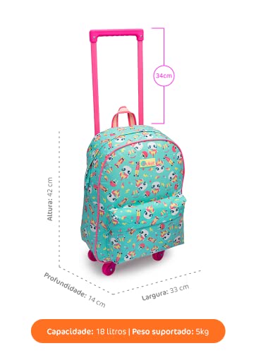 Mochila Escolar com Rodinha e Lancheira Unicórnio Love - Puket
