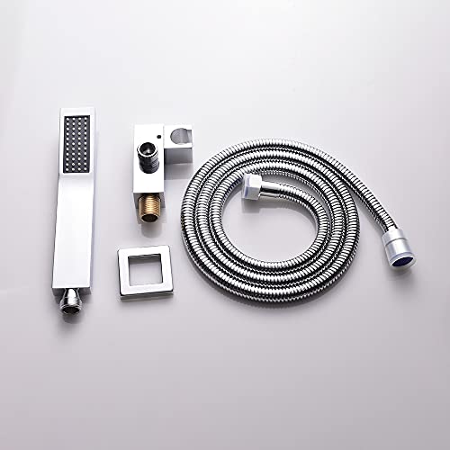 Whshower Handheld Shower Head Set With Shower Bracket And Shower Hose High Pressure Hand Held Shower Head Combo For Bath All Metal, Chrome Finsh #TOP4