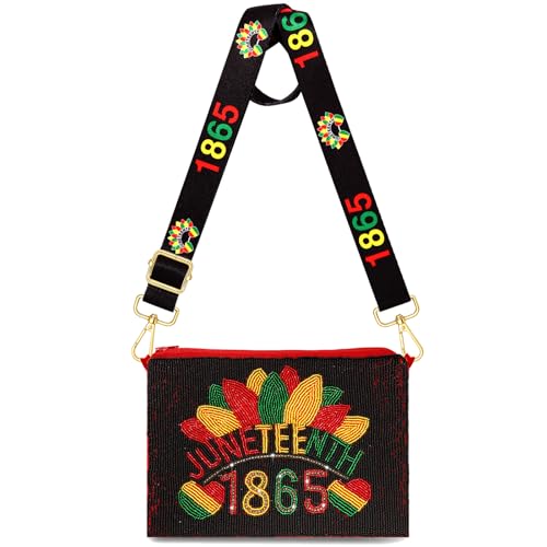 Image of Juneteenth Purse for Women Beaded Afro Freedom Crossbody Purse Shoulder Bag Black History Month African Outfit Gift