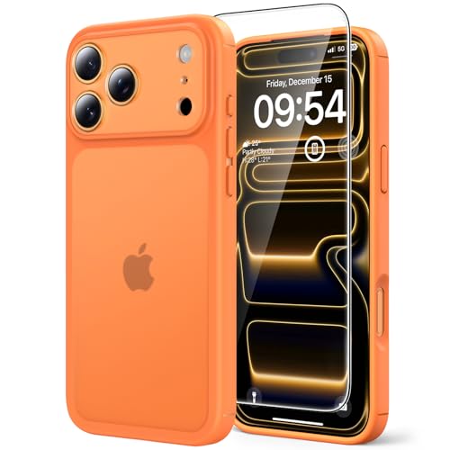 Image of TAURI for iPhone 17 Pro Max Case, with Screen Protector, Matte Orang