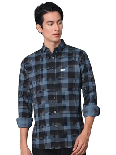 Image of Majestic Man Comfort Cotton Slim Fit Checked Casual Shirt for Men