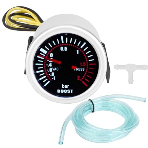 MotorMinds Medidor Universal de 2'/52mm Barra LED Luz Presión Turbo Medidor de Presión de Carga DC 12V Digital Turbo Gauge Boost Meter