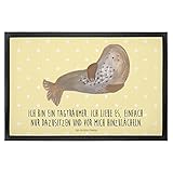 Mr. & Mrs. Panda 40 x 60 Fußmatte Robbe lachend - Geschenk, Nordsee, lustige Sprüche, Türmatte, Robben, Haustürmatte, Ostsee, süße Tiermotive, Fußabstreifer, Tiere, Fußabtreter, Türvorleger