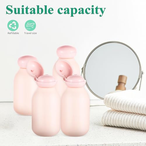 Image of Healeved Travel Bottles 4-Pack Refillable Plastic Toiletry Bottles 3.93 in Squeeze Containers for Shampoo Lotion Conditioner Portable Travel Size Containers for Trips and Vacation