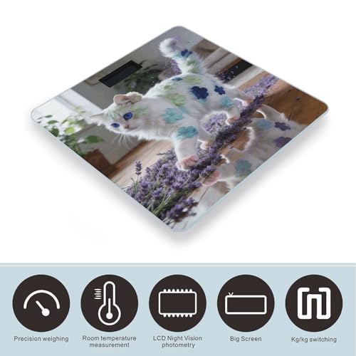 Báscula digital Flower Cat para baño con pantalla LCD miniatura 3
