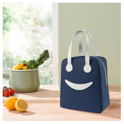 Bolsa Térmica Para Almuerzo , Reutilizable Y Duradero Bolsa De Almuerzo ， Aislado Con Alta Capacidad Bolsa Isotermica Lindas Bolsas De Almuerzo Para El Trabajo, Escuela, Picnic, Viajes, Playa ,Blue-L