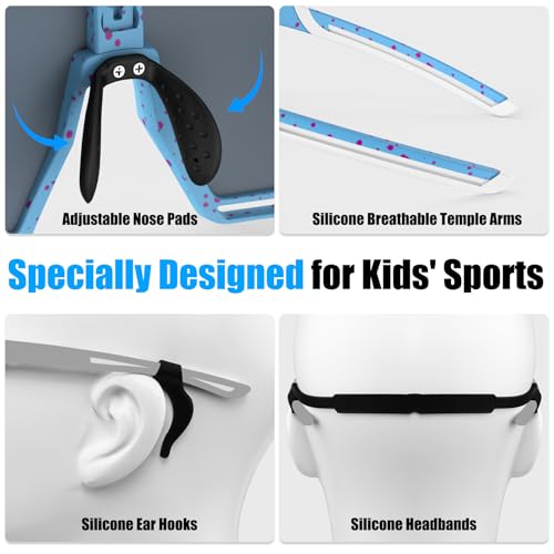 Image of X-TIGER Polarized Kids Sunglasses Youth Baseball Sunglasses UV400 Boys Girls Sports Sun Glasses for Softball Cycling Scooter
