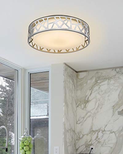 Ceiling Light Fixtures, VICNIE 14 inch 20W 1400 Lumens LED Flush Mount, Dimmable 3000K Warm White, Brush Nickel Finished, ETL Listed for Kitchen, Hallway, Bedroom, Stairways