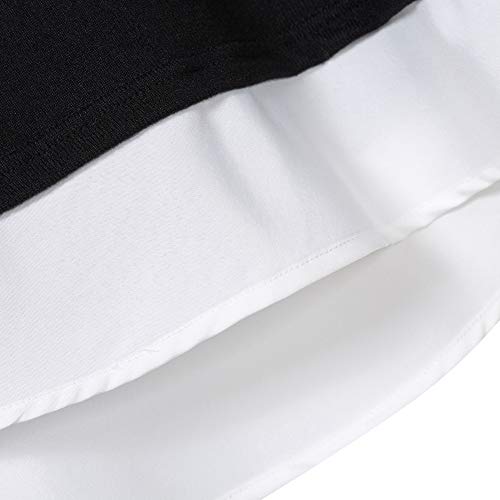 GloryStar Women's Long Sleeve Contrast Collared Shirts Patchwork Work Blouse Tunics Tops (XL, Long Sleeve Black)