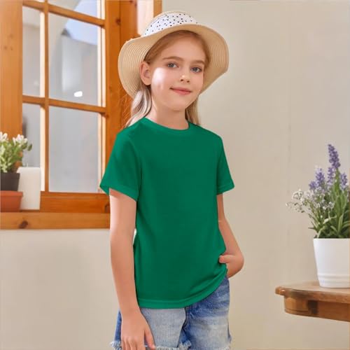 Little Girls Boys Cotton Plain Color Shirts Short Sleeve Casual Classic Crewneck Summer Trendy Slouchy Crop Tops for Kids3