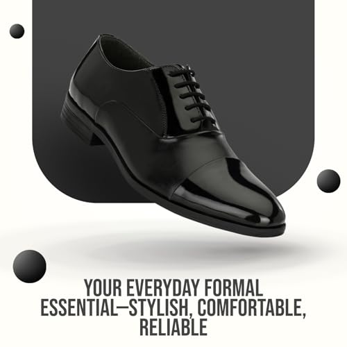 Image of San Frissco Mens Formal Shoes Lace Up Textured Glossy Oxfords /Soft Cushioned Footbed with TPR Sole /Comfortable, Stylish, Trending, Party, Outdoor Shoes for Office & College