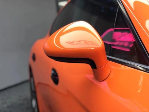 Image of LZLRUN High Gloss Vinyl Realistic Paint Wrap Roll Car Sticker Film Decal Bubble Free Come with Installation Tool Set (Orange, 1.5ft x 5ft)