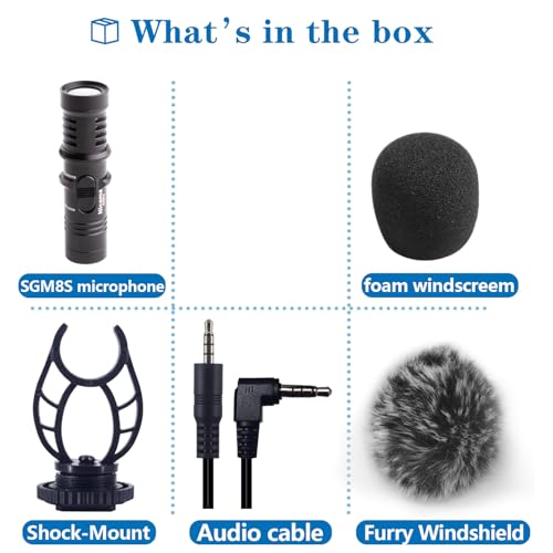 Nicama SGM8S 3.5 mm Micrófono de Condensador Cardioide con Parabrisas para Cámara Canon EOS Nikon Sony - imagen 3