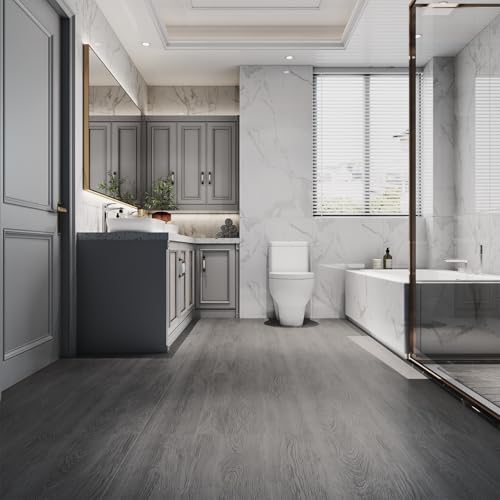 ZRJT Peel and Stick Floor Tile Roll 11.8” x 118”, Grey