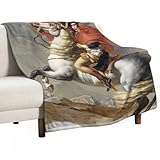 Jacques-Louis, David, Napoleon, Kreuzung der Alpen, Poster, Fleece-Decken für Bett, Couch, Sofa, dicke und warme Flanelldecke, weicher flauschiger Plüsch für alle Jahreszeiten, 178 x 203 cm