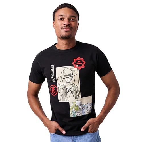 One Piece Manga Character Art Men's Black Crew Neck Short Sleeve T-Shirt4