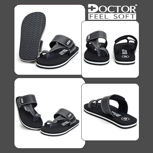Image of Men's Comfort Slippers with Adjustable Strap | Cushioned Footbed & Shock Absorbing Sole | Lightweight Everyday Wear Slippers for Home, Office & Casual Walking
