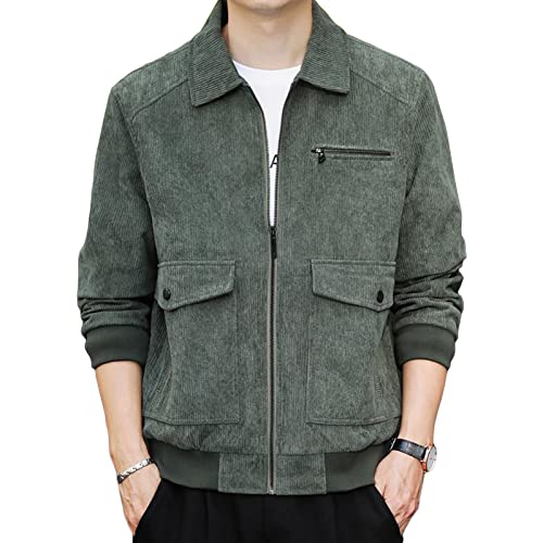 Veste cargo en velours côtelé homme avec col revers et fermeture éclair
