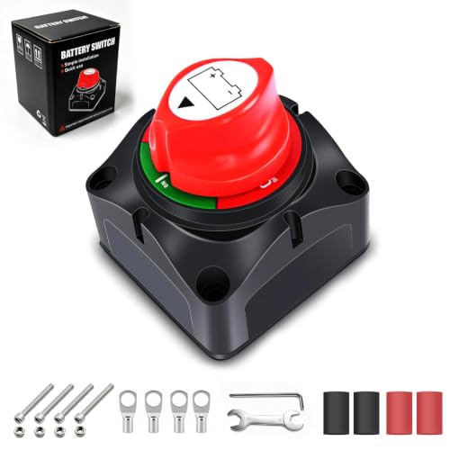 Marine Battery Disconnect Switch, 275A ON/Off 2-Way, Heavy Duty 12-48V Waterproof Power Kill Switch for Boat RV Car, Battery Isolator with 3/8" Terminals