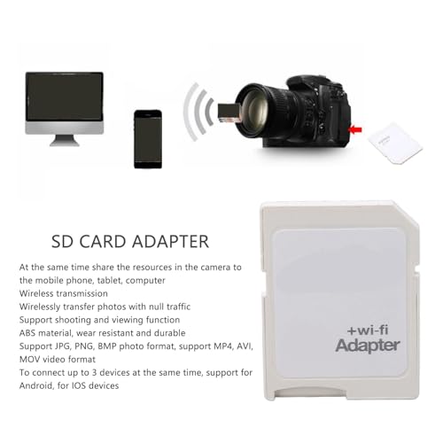 SUNGOOYUE TF to SD Card WiFi Adapter, Connect Up to 3 Devices Plug and Play WiFi Memory Card Adapter for Camera Phone Tablet