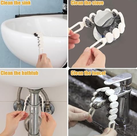 Image of Bendable Crevice Cleaning Brush, Multifunctional Flexible Gap & Corner Cleaning Tool Household Hard Bristle Brush for Kitchen