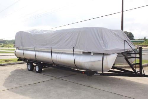 Vortex Grey/Gray* 16' Ultra 3 Pontoon Boat Cover, HAS Elastic and Straps FITS 14'1" FT to 16 FT Long Deck Area, UP to 102" Beam