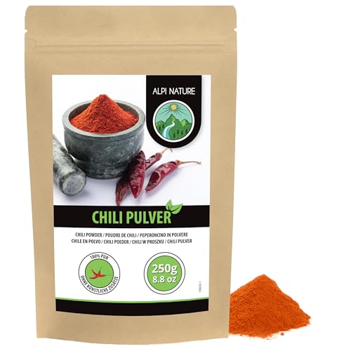 Alpi Nature Poudre de Chili 250g, Chilis Séchés et Moulus, Poudre de Piment Fort Moulu