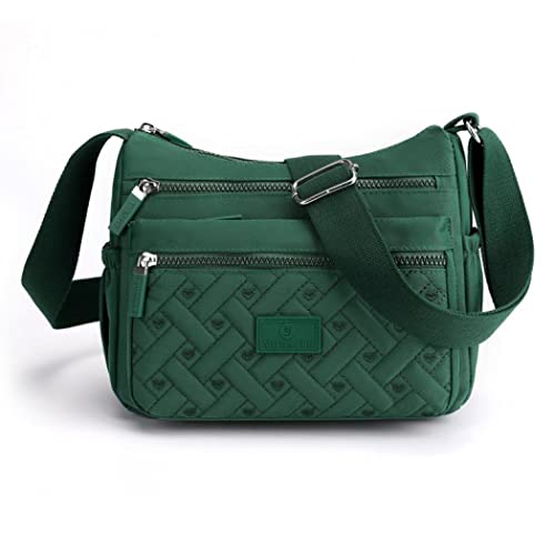 Milky Way Bolso cruzado casual con múltiples bolsillos para mujer, bolso de hombro para niñas, ajustable, suave, de gran capacidad, bolso para teléfono, para compras, viajes, trabajo, verde oscuro