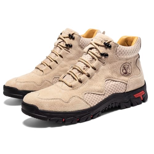 FLYLAND Men's Chukka Boots Casual Leather Shoes Ankle Shoes Non Slip Breathable Comfortable Mid Top for Driving Walking Outdoor3