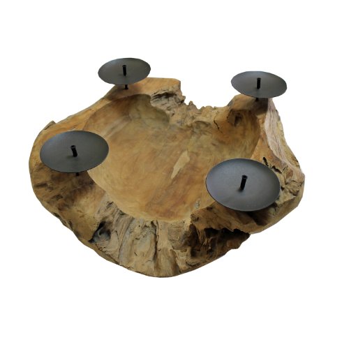 Ambientehome Adventskranz Adventsschale Teak rund