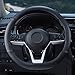 SEG Direct Flat Bottom Steering Wheel Cover, D Shaped Car Wheel Cover 14 1/2-15 in. (37-39 cm), Black Microfiber Leather