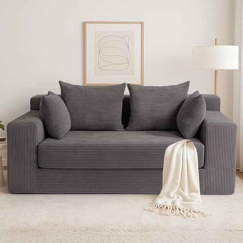 Convertible Sofa Bed, 3 in 1 Loveseat Folding Couch Bed Foldable - Boneless Couch & Floor Futon...