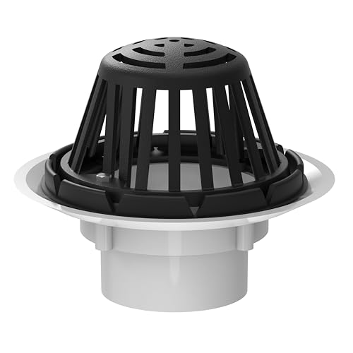 JUMBO 4-Inch Heavy Duty PVC Roof Drain with Cast Iron Dome