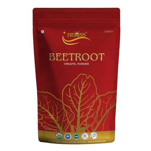 Heriss Organic Beetroot Powder | Natural Superfood Rich in Iron, Nitrates & Antioxidants | Supports Stamina, Heart Health & Energy | Aids Detox, Skin Glow & Digestion | 200g
