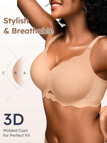Image of Wireless Jelly Bras for Women No Underwire Seamless Full Coverage Bra with Support Comfort T-Shirt Bralette